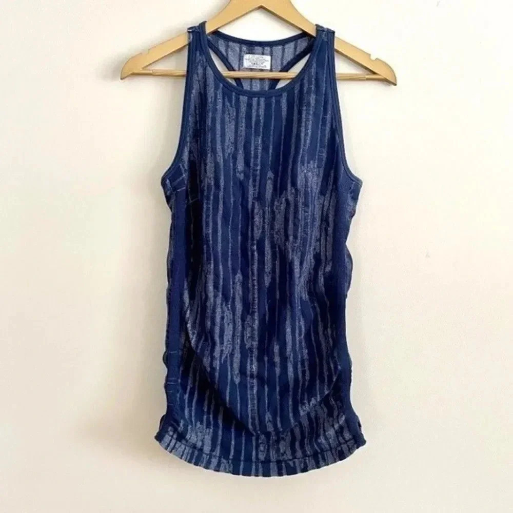 Athleta Ikat Pure Seemless Navy Tank Top - Picture 2 of 8